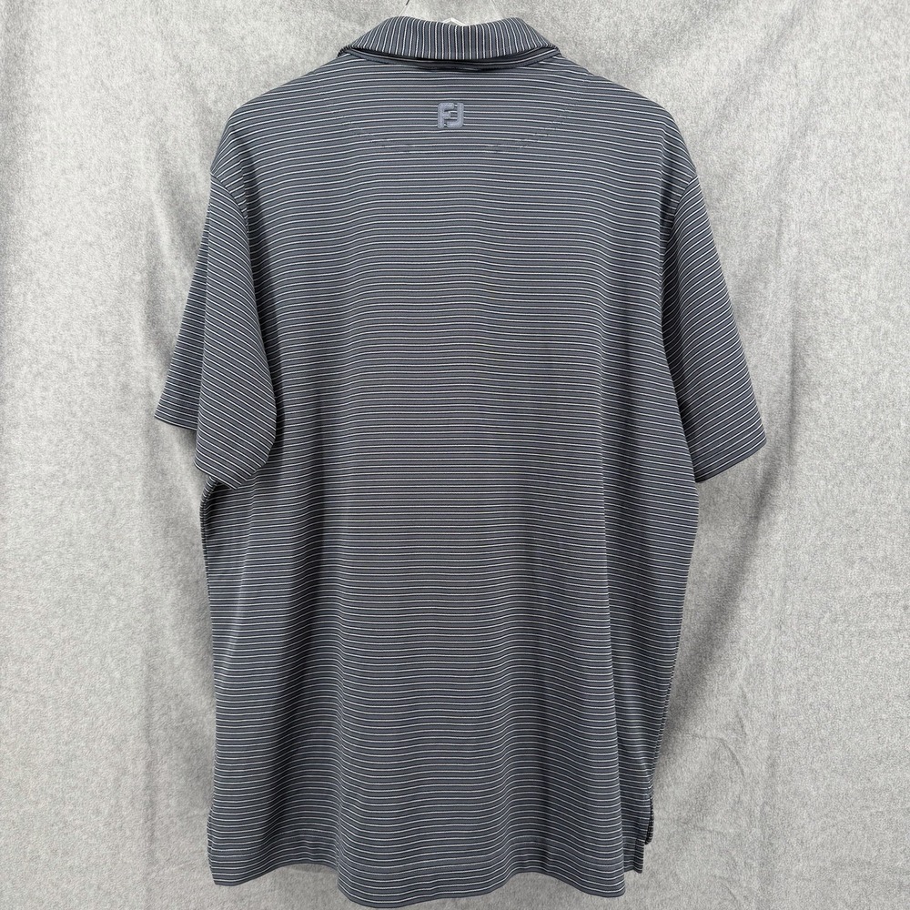 FJ Foot Joy Mens XL Golf Polo Shirt Performance Black/Grey Stripe S/S Logo - Picture 8 of 10